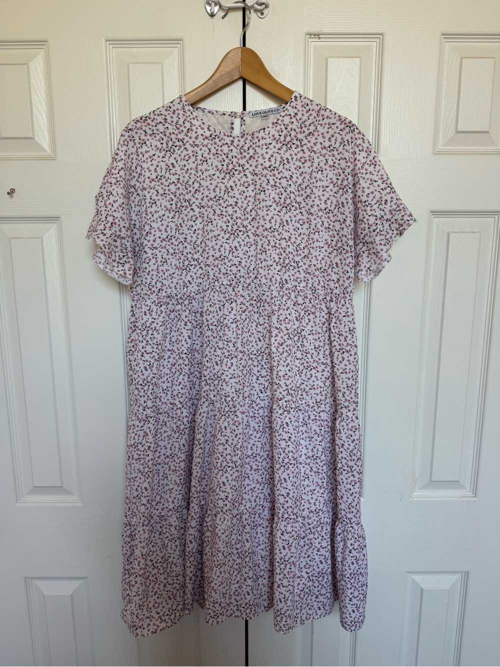 Light Pink Floral Flutter Sleeve Midi Dress by Love Tree